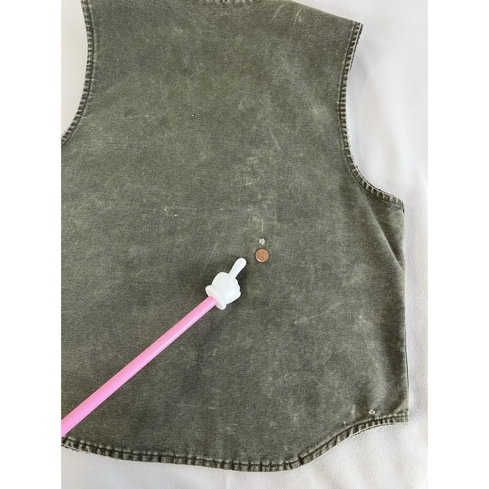 Vtg Carhartt Vest Men's Moss Green Duck Canvas Sherpa Lined Y2K - Picture 13 of 14